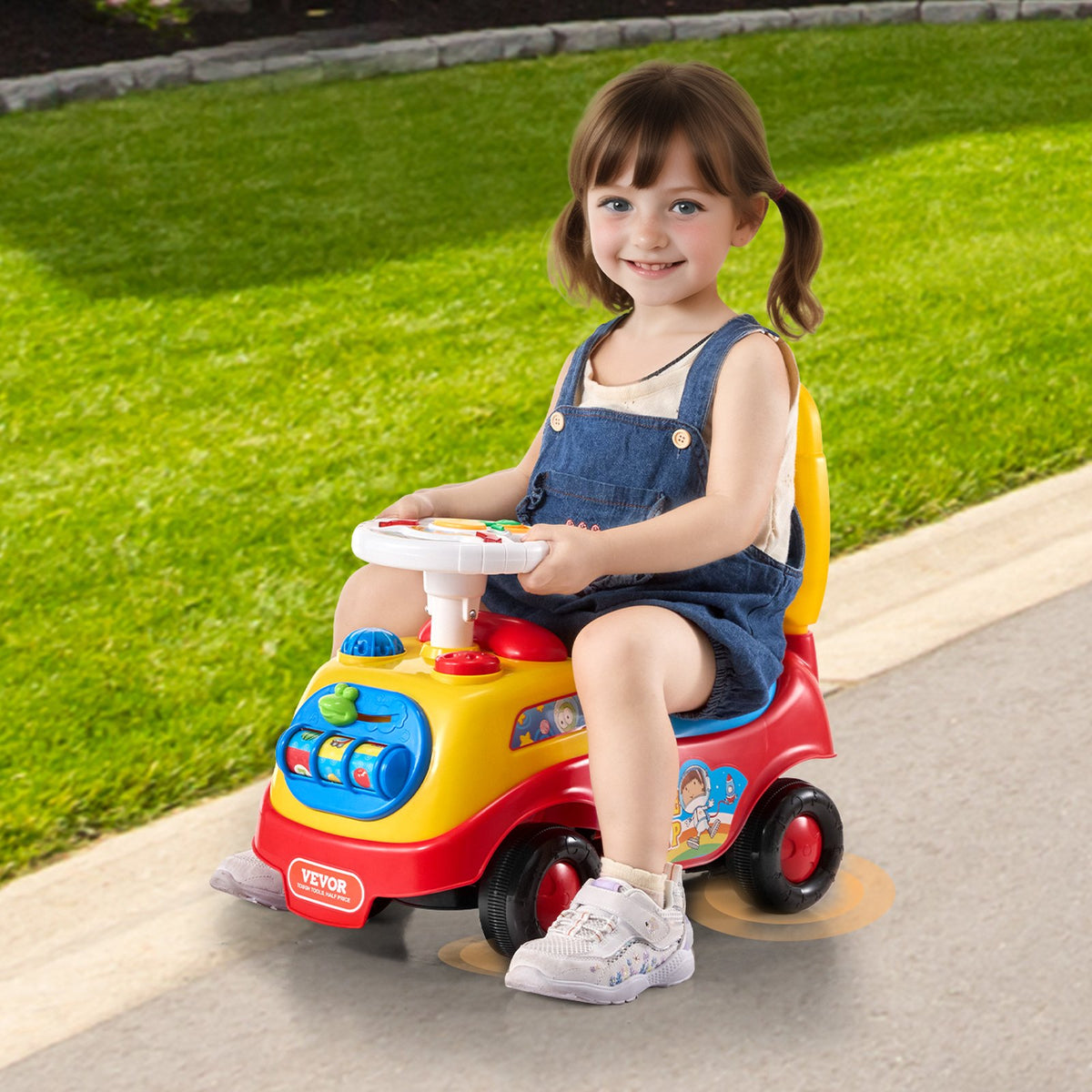 3-in-1 Sit-to-Stand Ride-On Push Car for Toddlers Red