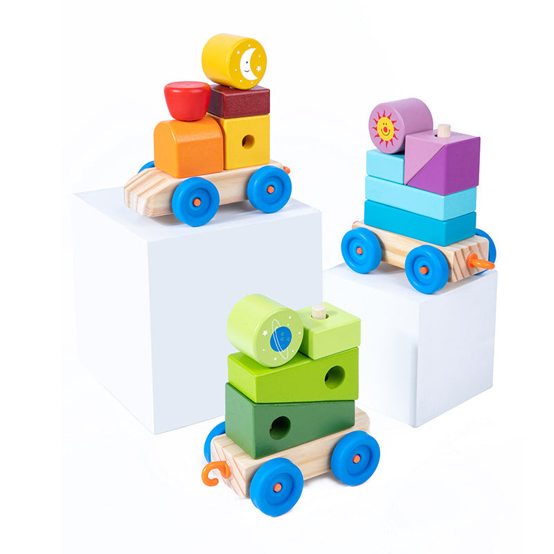 Wooden Planet Shape-Sorting Train Toy