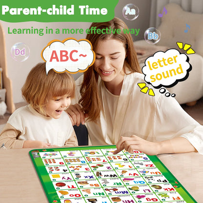 Electronic Interactive Alphabet Wall Chart: Talking ABC & 123 Educational Montessori Toys for Kids Preschool Learning Toys for Boys & Girls