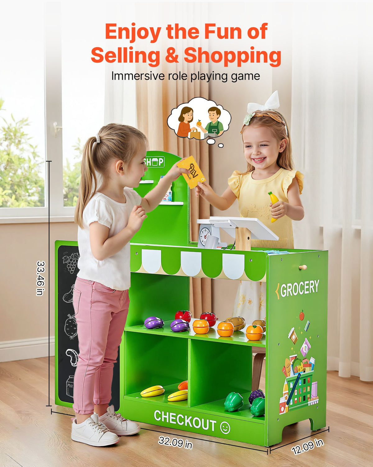 Kids Wooden Grocery Store Playset