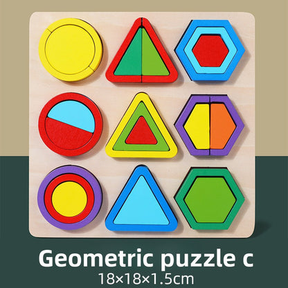 Geometric Wooden Puzzle Blocks for Kids