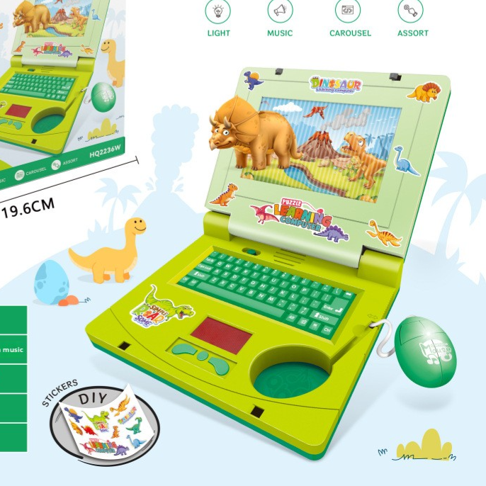 Kids Pretend Learning Laptop with Lights & Music – Color Options