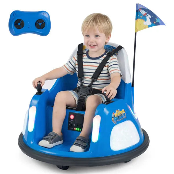 Blue Kids Bumper Car Ride-On with Music & Lights