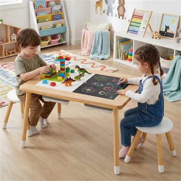 3-in-1 Kids Activity Table with Storage Bins