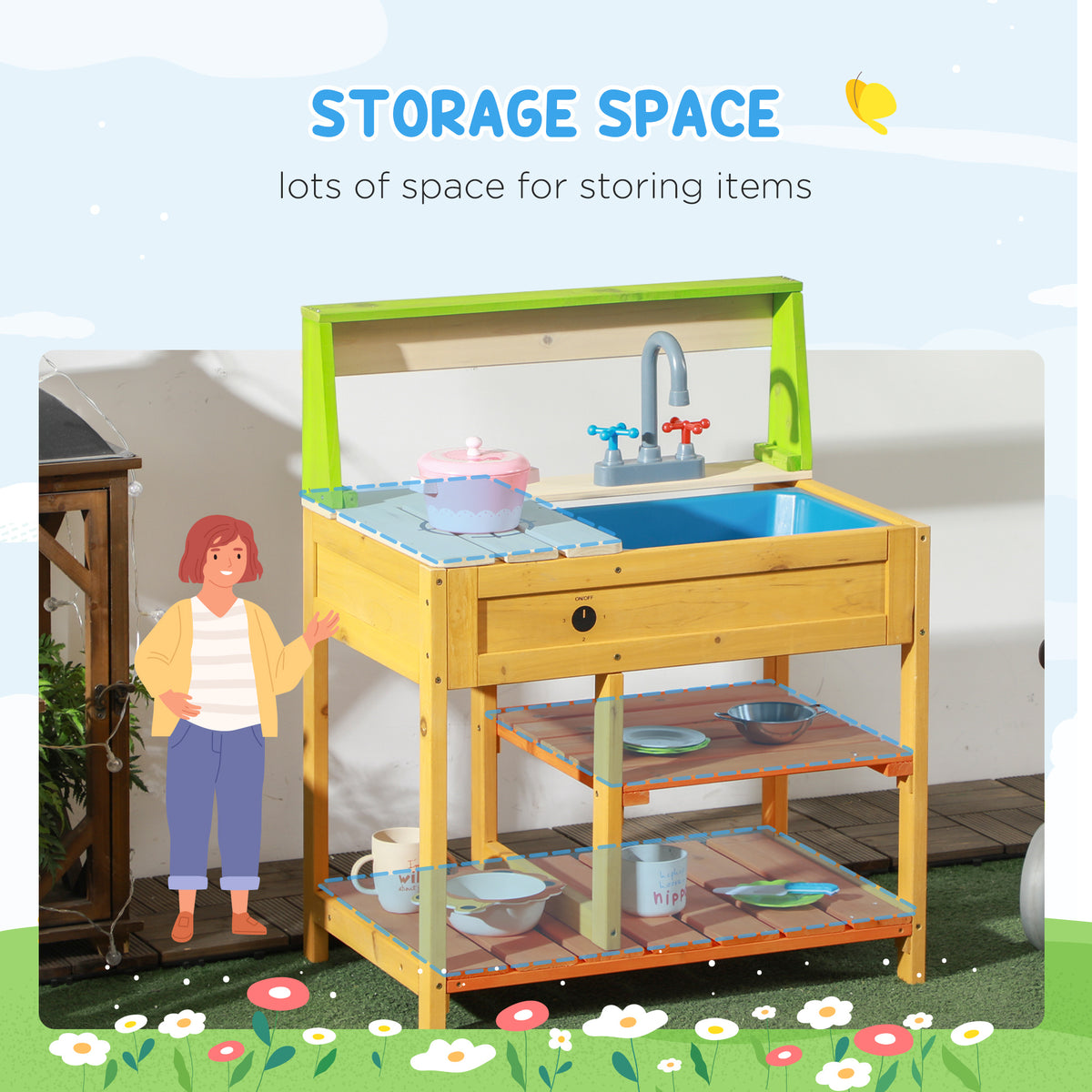 Outdoor Mud Kitchen for Kids with Faucet