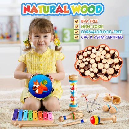 Kids Music Toys Drum Xylophone Musical Instruments for Toddlers 1-5 Boys Girls Educational Toy