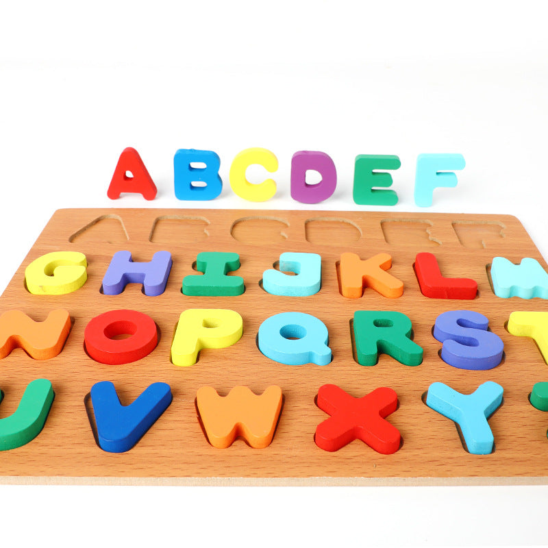 Wooden Alphabet Number Shape Puzzle Board