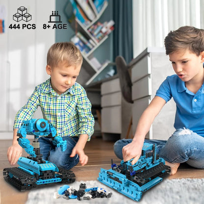 5 in 1 RC Robot Building Set, 444Pcs APP & Remote Control Rechargeable Building Toys Gift for Boys Girls Age 6-12+ Year Old