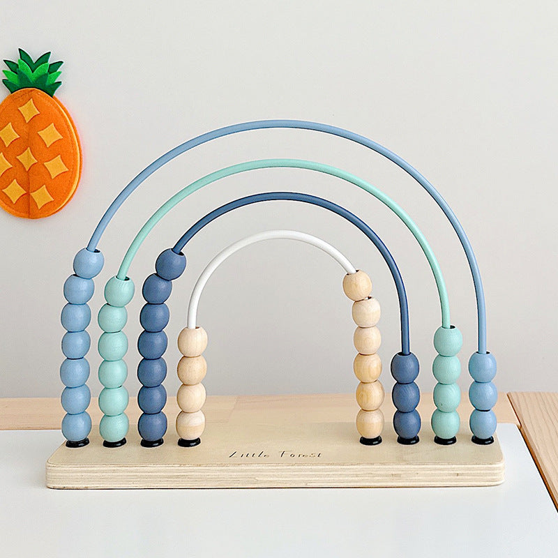 Wooden Rainbow Counting Rack – Pink or Blue