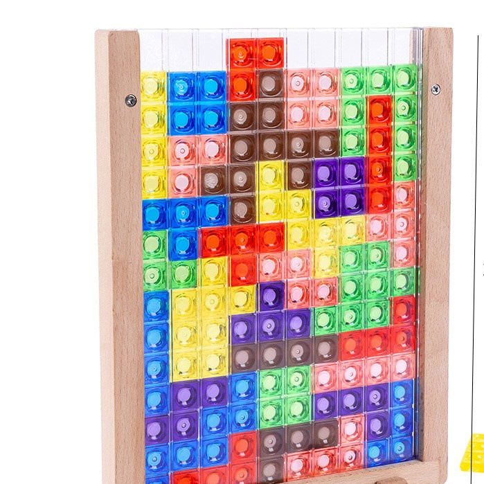 Wooden Puzzle Blocks for Spatial Thinking 3D Crystal Tetris