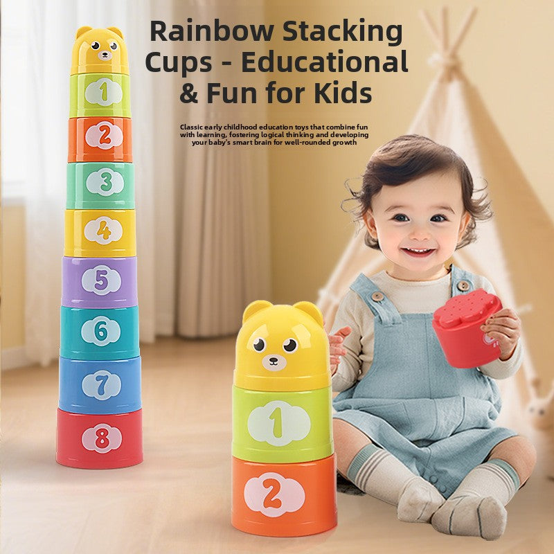 Rainbow Stacking Cups for Babies – 9-Piece Play Set