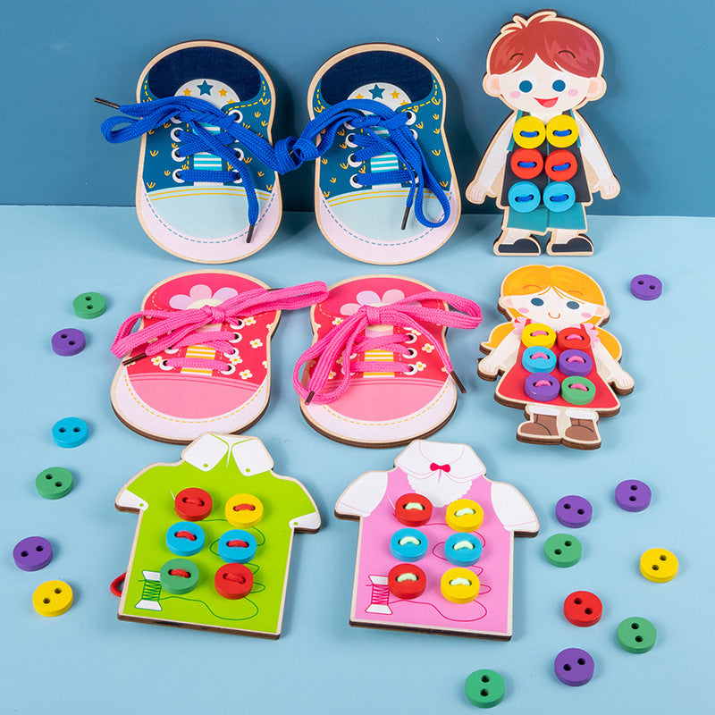 Wooden Shoelace & Button Practice Boards