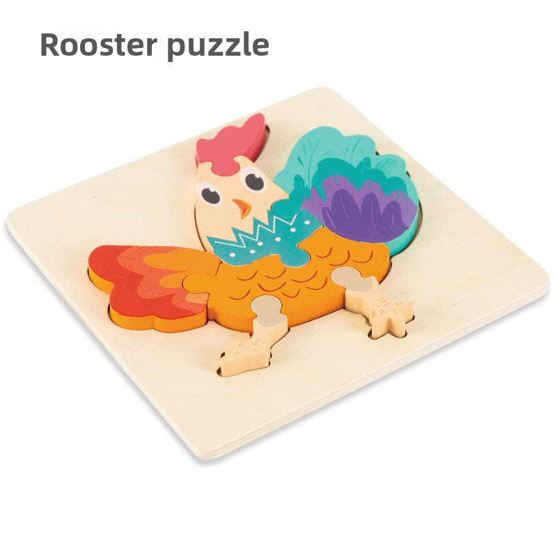 Wooden 3D Cartoon Puzzle Toy for Kids