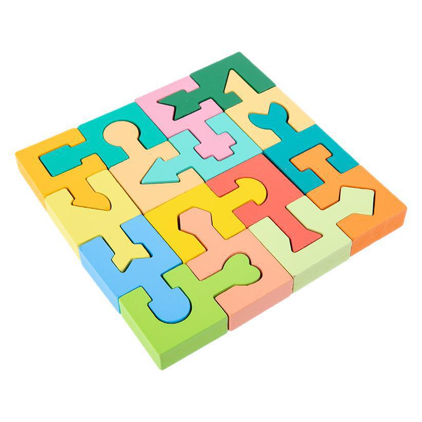 Wooden Shape Matching Blocks – 16-Piece & Puzzle Bundles