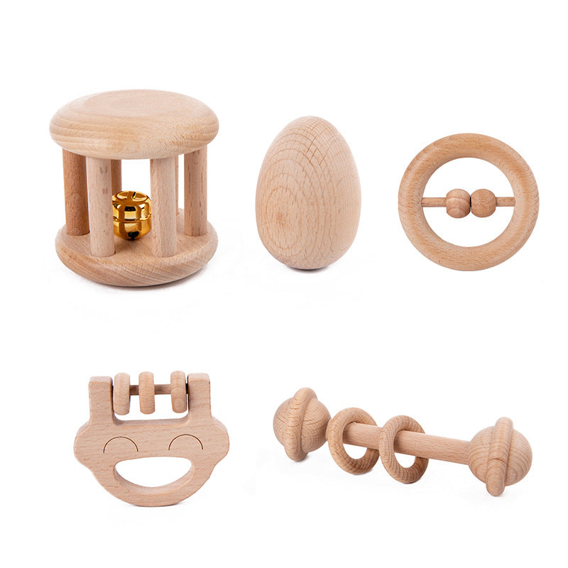 Wooden Baby Rattle Instruments – Bell & Shaker Options