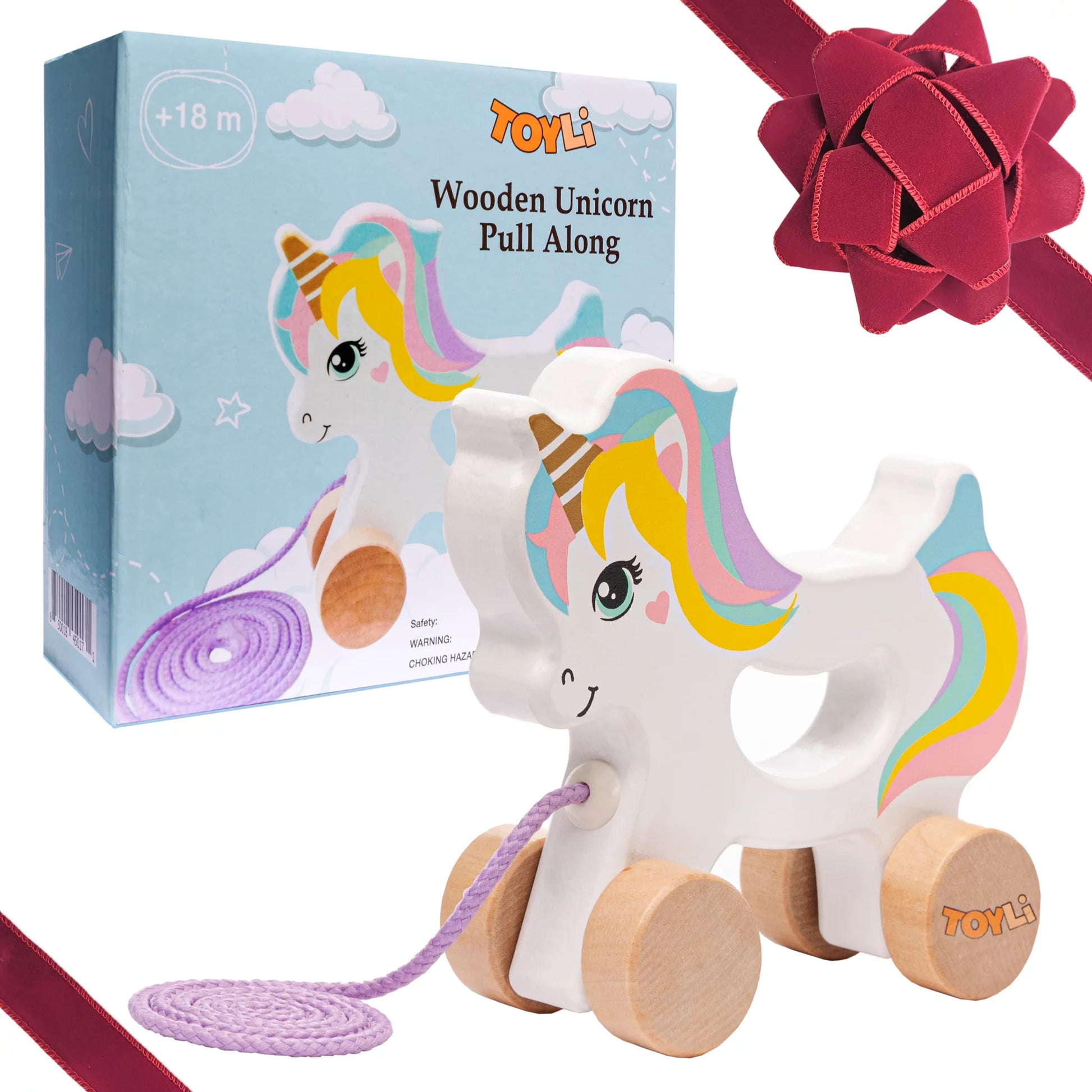 Unicorn Wooden Baby Toys Pull Toys for Toddlers