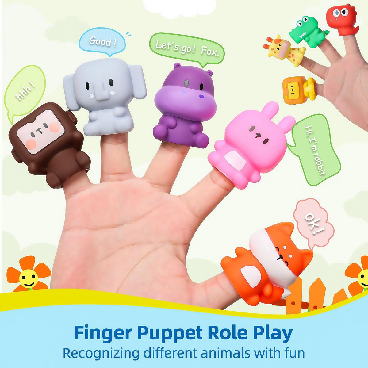 10-Piece Train and Finger Puppet Set for Story Play