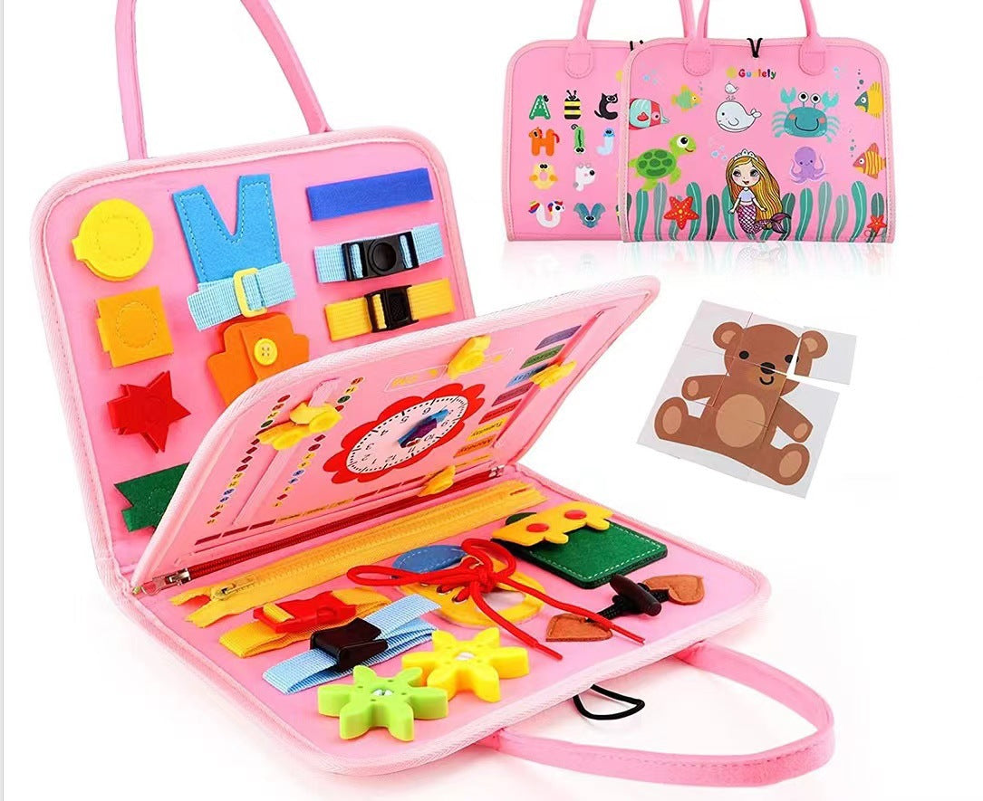 Felt Busy Board with Activity Themes, 28 × 44 cm
