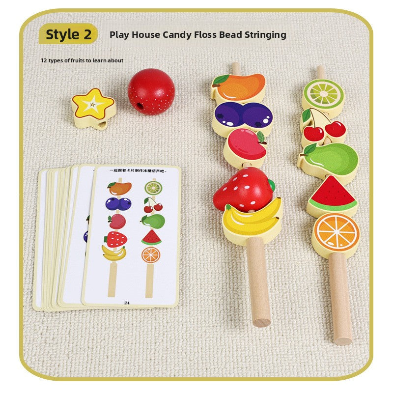 Wooden Pretend BBQ Grill & Food Skewer Play Sets for Kids