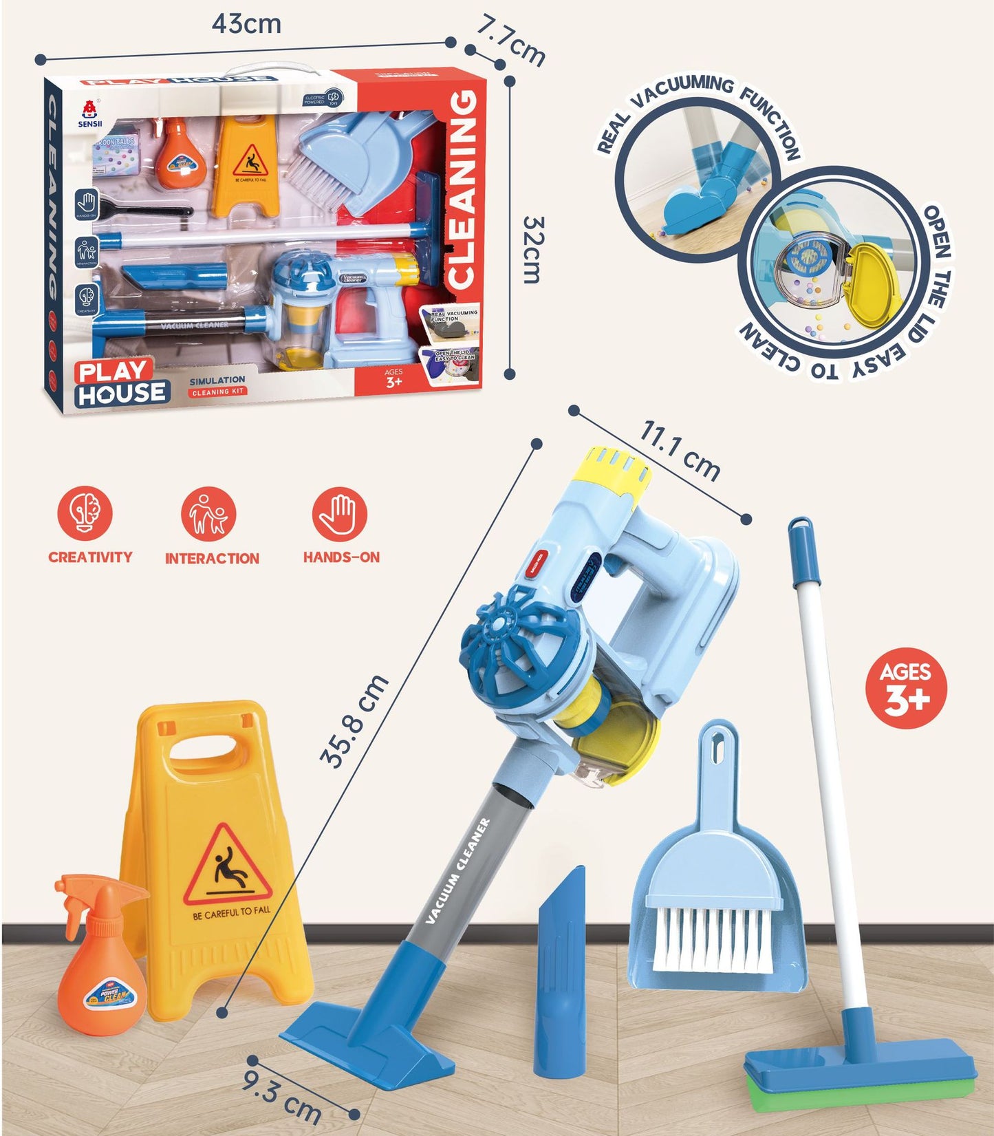 Kids Electric Pretend Vacuum Cleaner Set