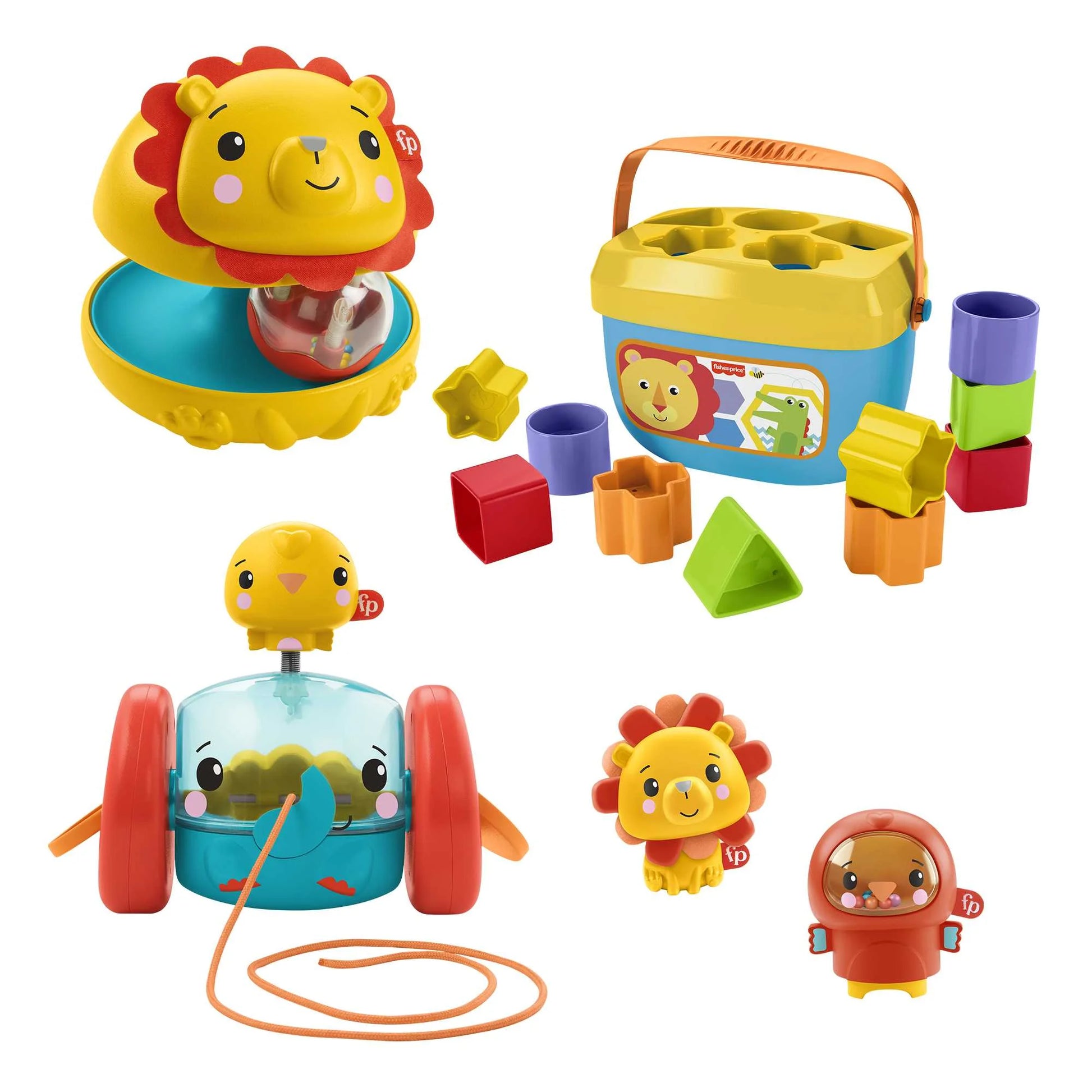 Busy Buddies Gift Set, 5 Animal-Themed Sensory Toys for Infants, Sorting Blocks