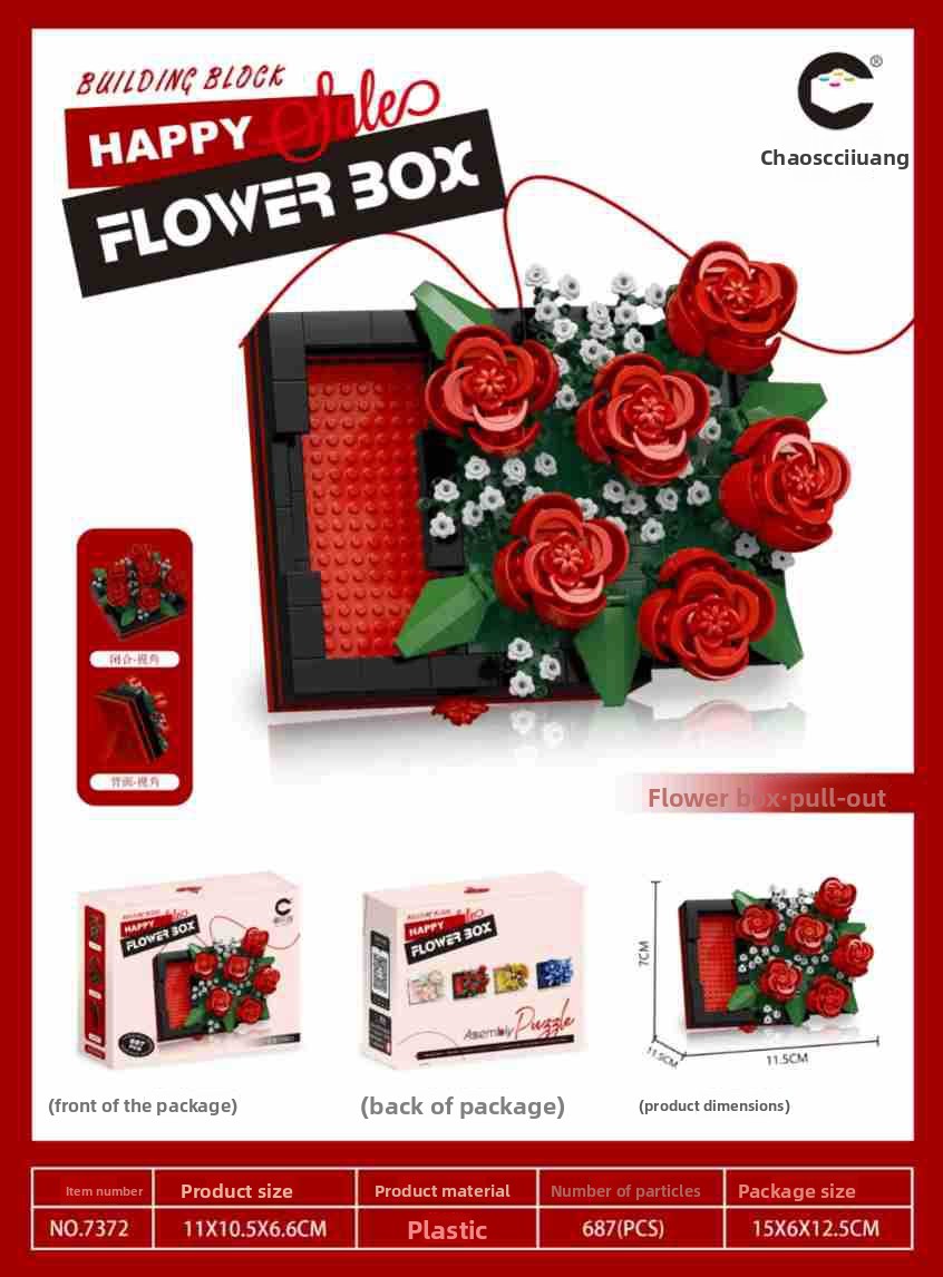 Mini Flower Bouquet Building Blocks Set 7372-Rose Secret Language