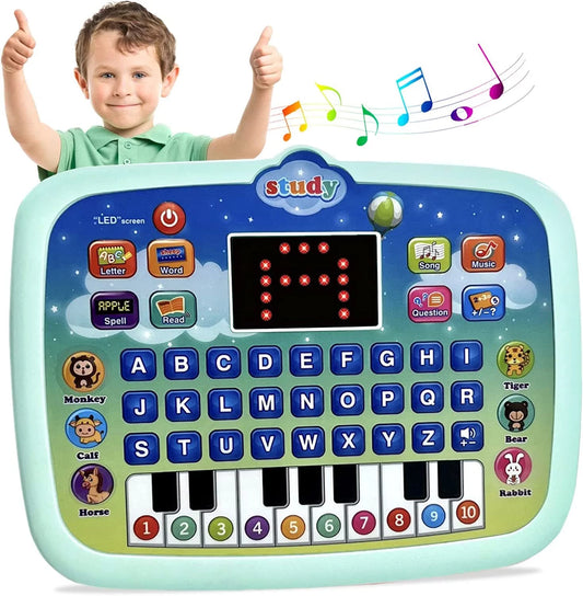 Kid Tablet Toddler Learning Pad Teach Music/Piano/Abc/Numbers, 3+ Boys&Girls Educational Toys Green