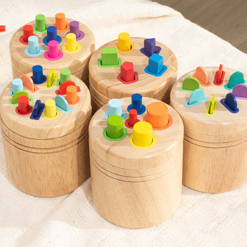 Wooden Shape Sorting Cup Toy