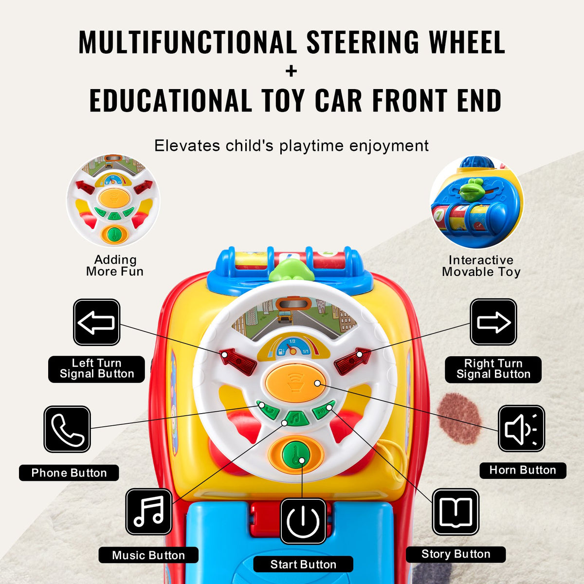 3-in-1 Sit-to-Stand Ride-On Push Car for Toddlers