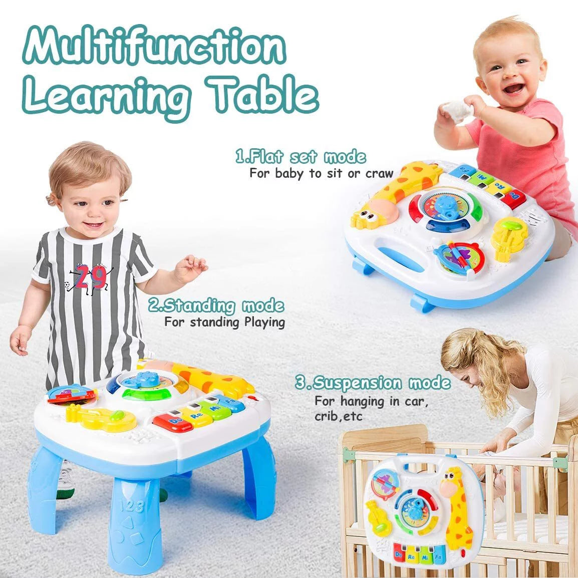 Baby Toys 6 to 12 Months, Musical Learning Table Baby Toys for 1 2 3 Year Old Boys Girls Early Education Activity Center Baby Toys 12-18 Months Kids Toddler Birthday Gifts