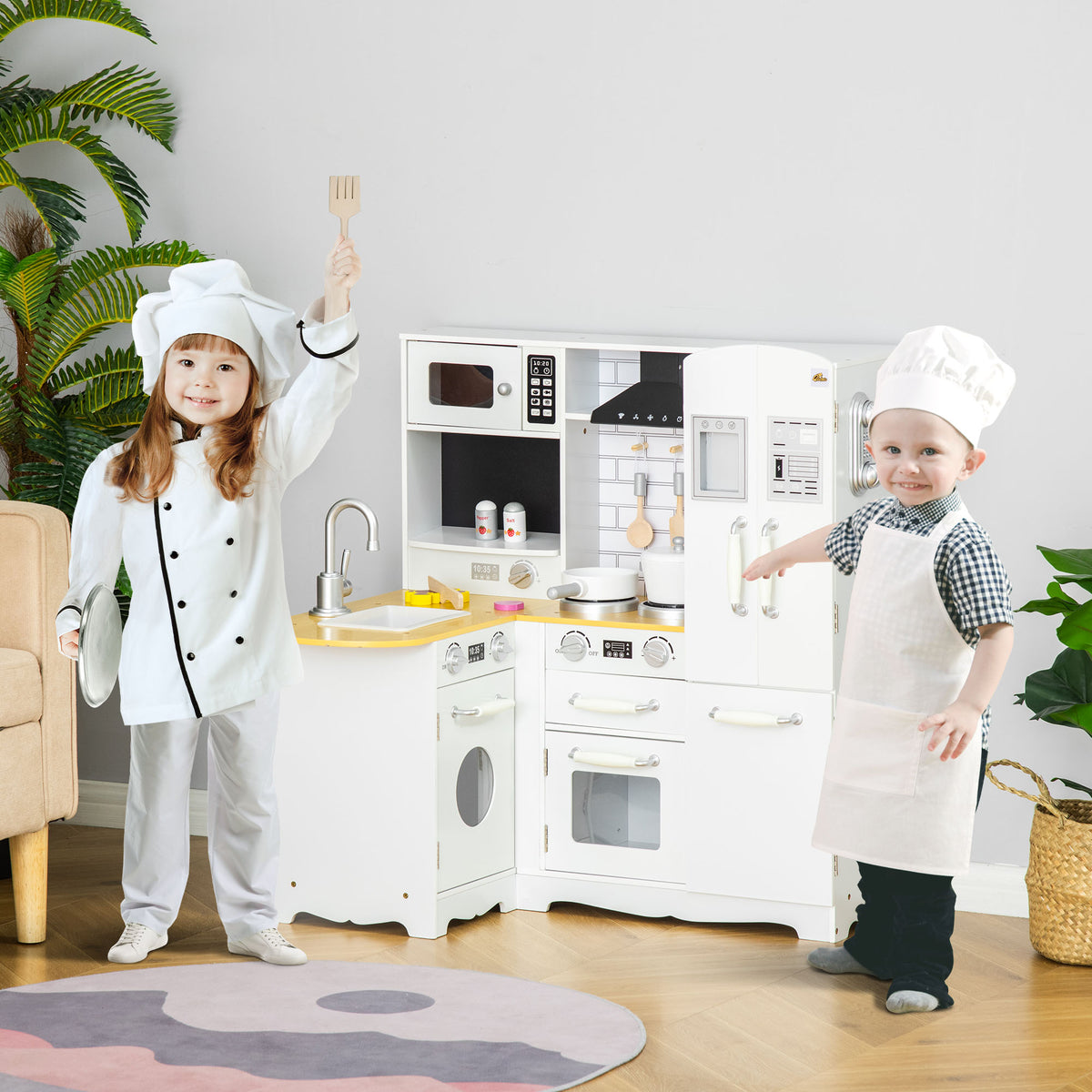 Corner Kids Play Kitchen with Appliances