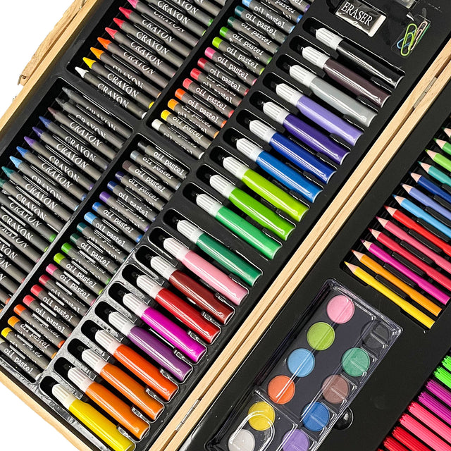 180-Piece Art Set: Explore Crayons, Markers and Colored Pencils