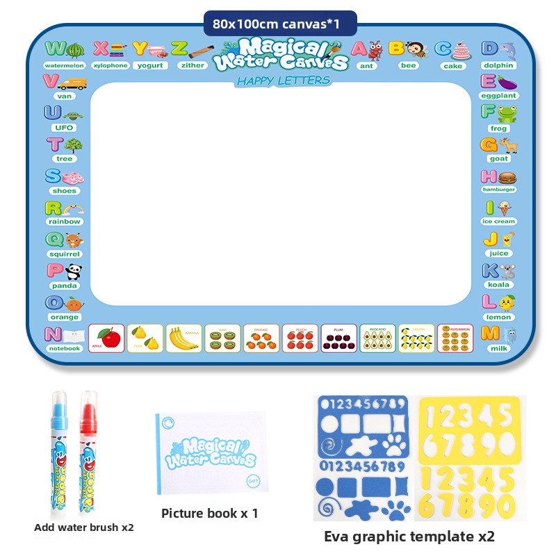 Reusable Water Drawing Mat for Kids 100x80cm Fruit Letters 2pcs