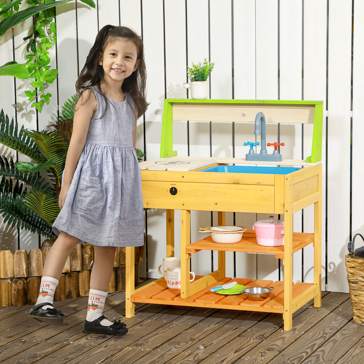 Outdoor Mud Kitchen for Kids with Faucet