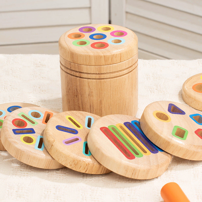 Wooden Shape Sorting Cup Toy