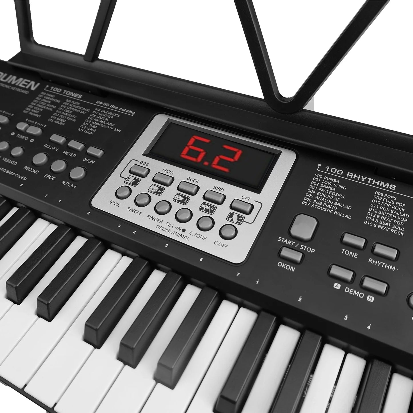 Piano Keyboard for Kids 61 Key Electric Organ with Music Stand and Microphone, Black