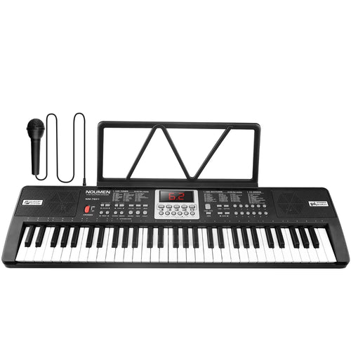 Piano Keyboard for Kids 61 Key Electric Organ with Music Stand and Microphone, Black