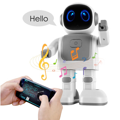 Meet Your Child’s First AI Companion: The Programmable Dancing Robot with Voice Assistant & Bluetooth Music Grey Robot