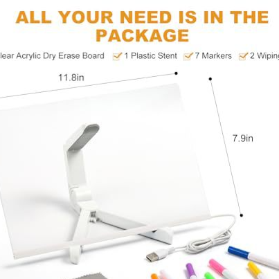 Acrylic Glow Drawing Board – Size & Stand Options