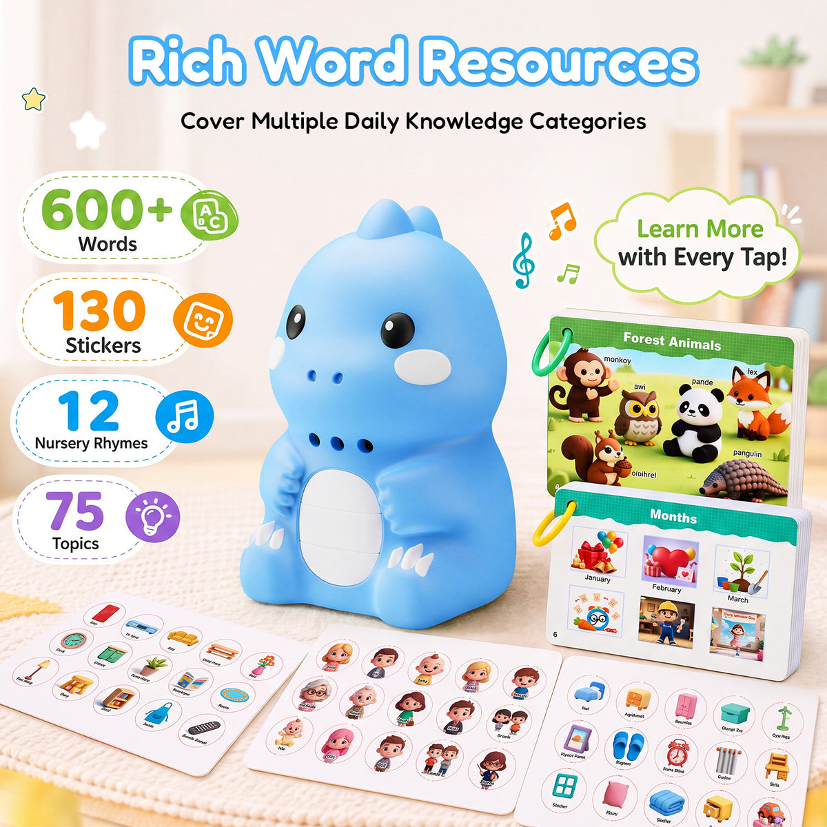 Bilingual English Reading Pen with Dinosaur Cards