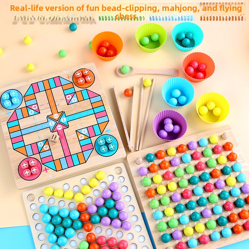 Wooden Bead Puzzle Toy for Kids OY-clip beads to eliminate music flying chess