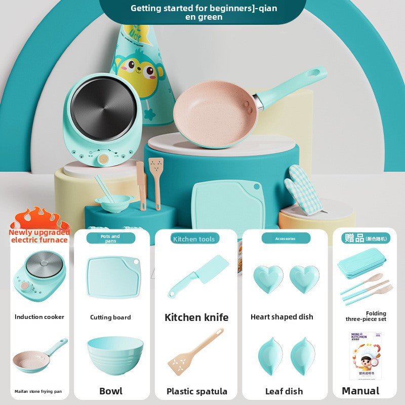 Toy Kitchen Set for Pretend Cooking Entry Pack Green 15pcs
