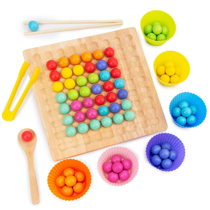Wooden Bead and Puzzle Tabletop Game