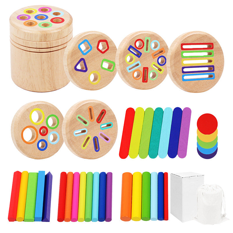 Wooden Shape Sorting Cup Toy