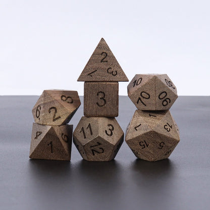 Wooden Polyhedral Dice Set for Math Games