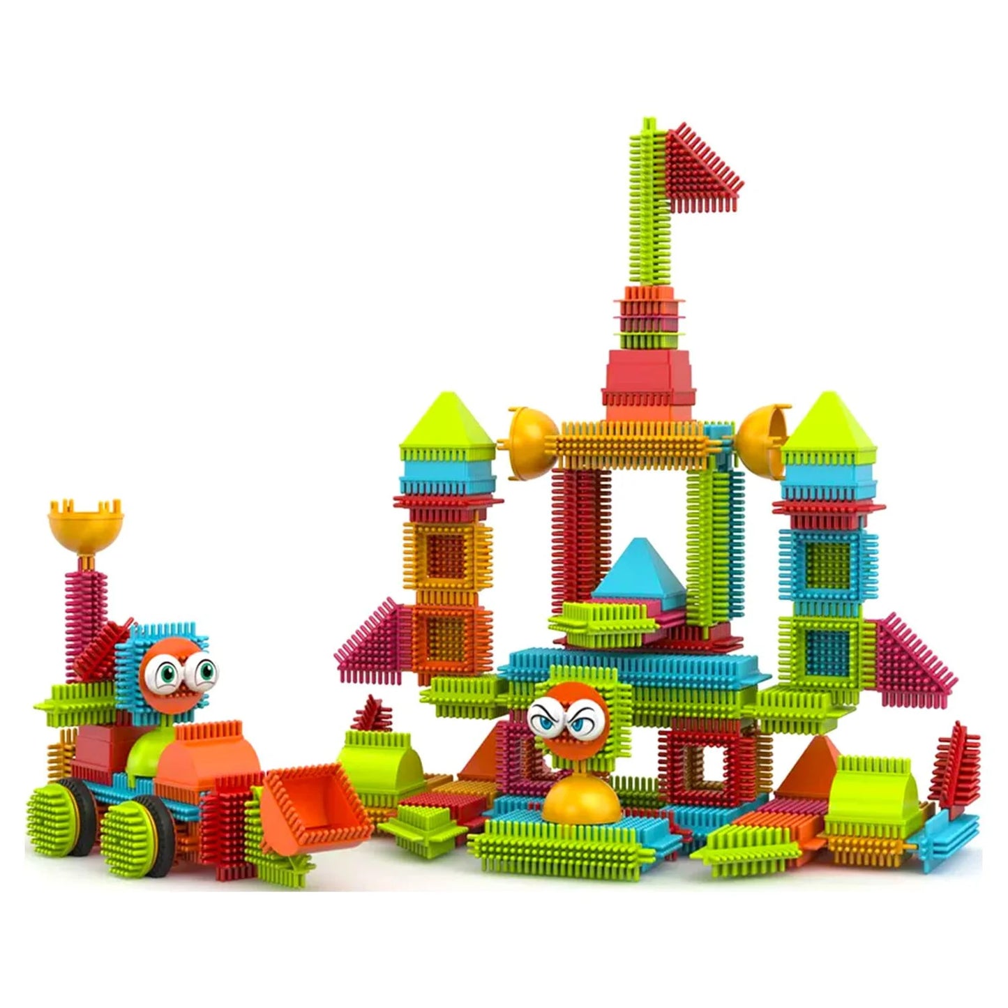 ST5 STEM Building Toys - 144 Bristle Shape 3D Tiles, Ages 3-8, Educational Building Blocks