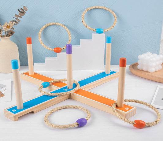 Wooden Montessori Early Learning Toy Set Ring Toss Game 0.55kg
