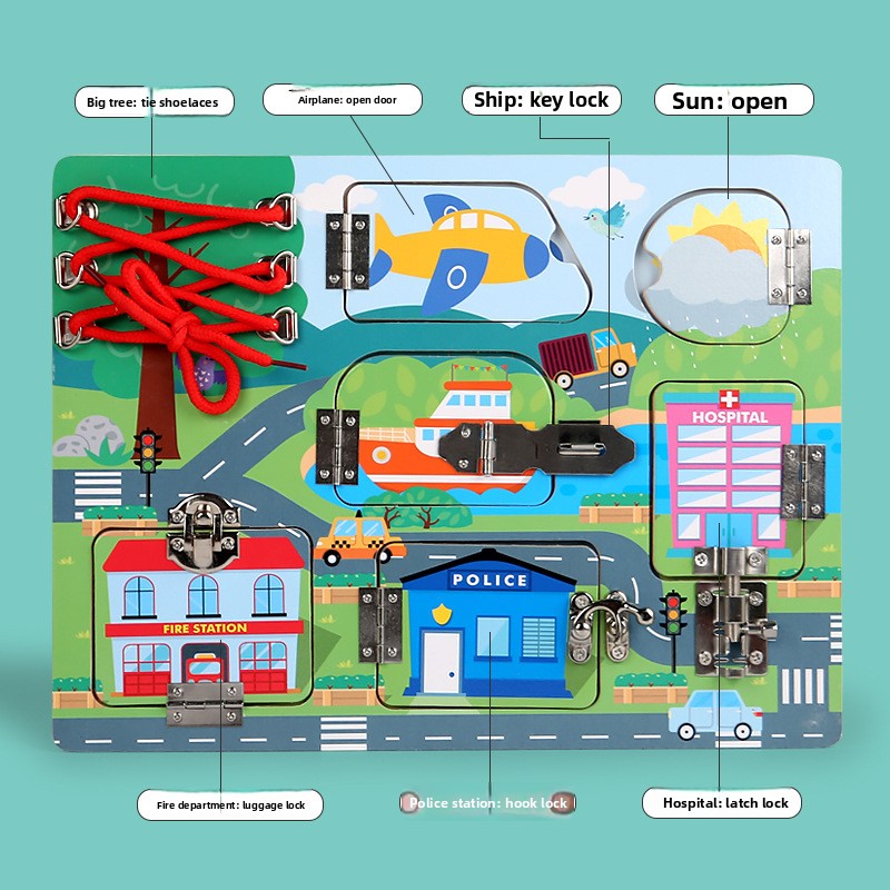 Wooden Latch Busy Board – Traffic, Animal or Space