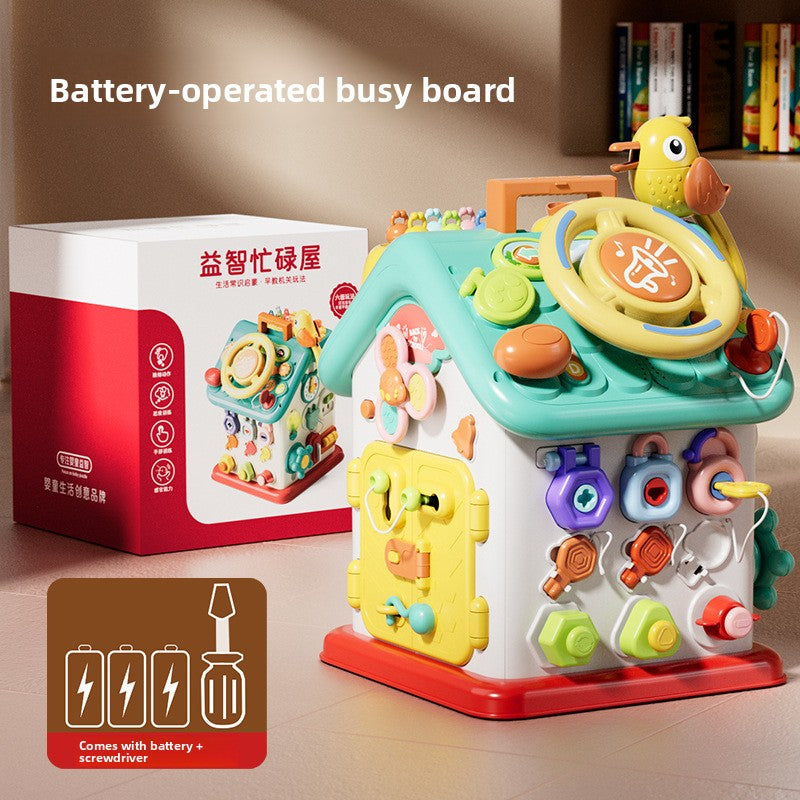 Six-Sided Busy House Activity Toy – 3 Power Packages Battery-Version Package – Batteries Not Confirmed