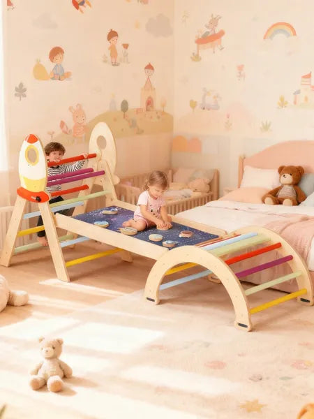 7-in-1 Foldable Wooden Climbing Triangle Set